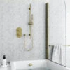 Harbour Clarity Brushed Brass Shower Package With 2 Outlet Valve, Slide Rail Kit And Overflow Bath Filler 2 Harbour Clarity Brushed Brass Shower Package With 2 Outlet Valve, Slide Rail Kit And Overflow Bath Filler -Vado Sale Store harbour clarity shower valve slide rail kit and filler brushed brass pack lifestyle
