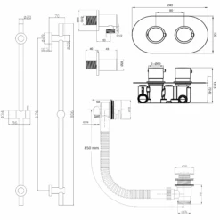 Harbour Clarity Brushed Brass Shower Package With 2 Outlet Valve, Slide Rail Kit And Overflow Bath Filler -Vado Sale Store harbour clarity shower valve slide rail kit and filler brushed brass pack tech