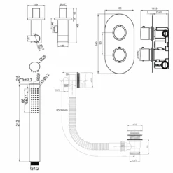 Harbour Clarity Brushed Brass Shower Package With 2 Outlet Valve, Wall Shower Kit And Overflow Bath Filler -Vado Sale Store harbour clarity shower valve wall handset and filler brushed brass pack tech