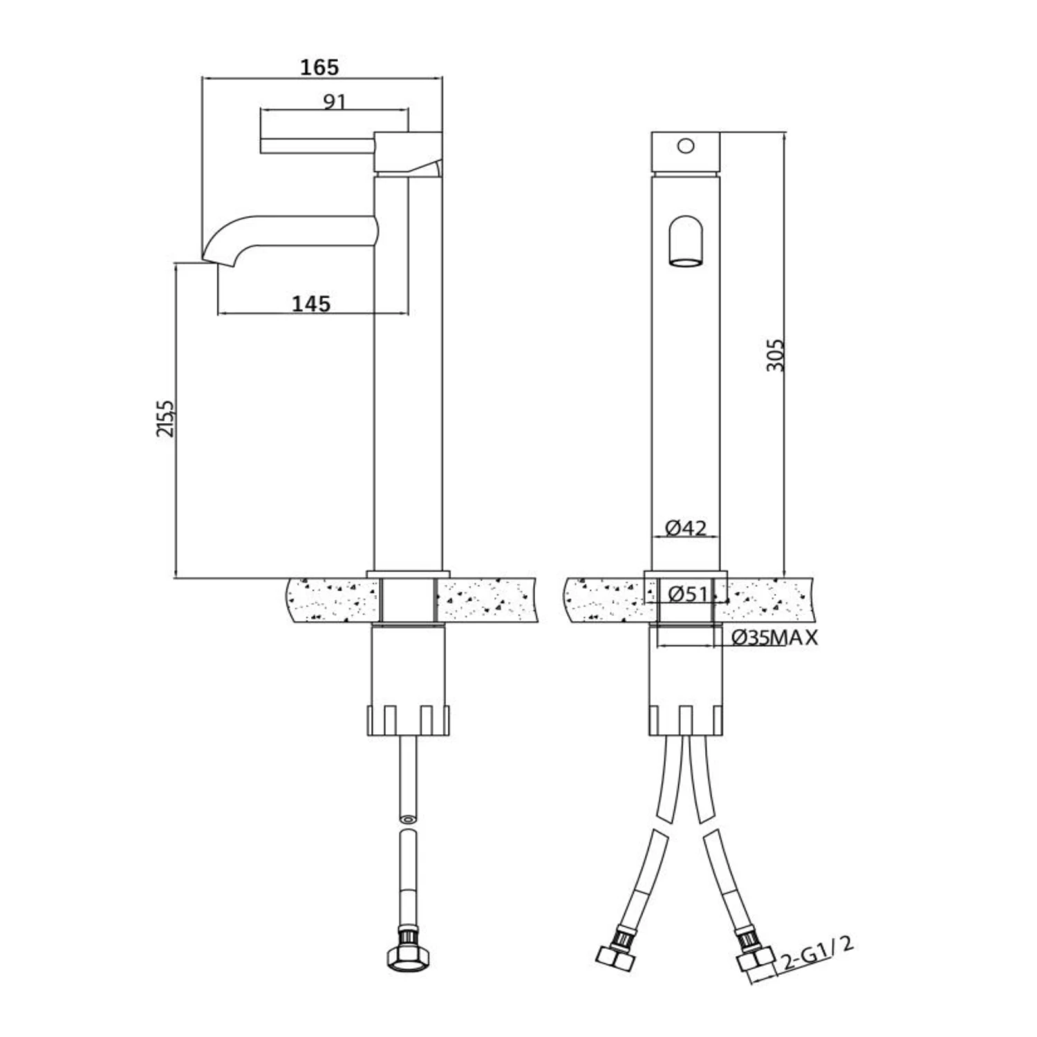 Harbour Clarity Tall Basin Mixer Tap - Brushed Brass 4 Harbour Clarity Tall Basin Mixer Tap - Brushed Brass - Image 2