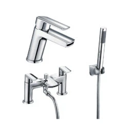 Vellamo Poise Mono Basin Mixer & Bath Shower Mixer With Shower Kit