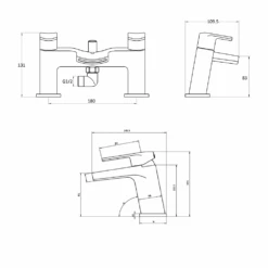 Vellamo Poise Mono Basin Mixer & Bath Shower Mixer With Shower Kit 11 Vellamo Poise Mono Basin Mixer & Bath Shower Mixer With Shower Kit -Vado Sale Store harbour clarity tap pack tap231 tap233 technical drawing