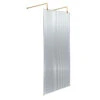 Harbour Contour Fluted Brushed Brass Freestanding Walk In Panel & Two Support Arms - 1000mm -Vado Sale Store harbour fluted b brass freestanding screen 800 cutout