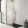 Harbour Contour Fluted Brushed Brass Glass Screen For Walk In Shower & Wetrooms - 1000mm 2 Harbour Contour Fluted Brushed Brass Glass Screen For Walk In Shower & Wetrooms - 1000mm -Vado Sale Store harbour fluted b brass walk in screen 900 lifestyle