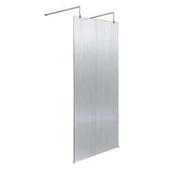 Harbour Contour Fluted Polished Chrome Freestanding Walk In Panel & Two Support Arms - 1000mm