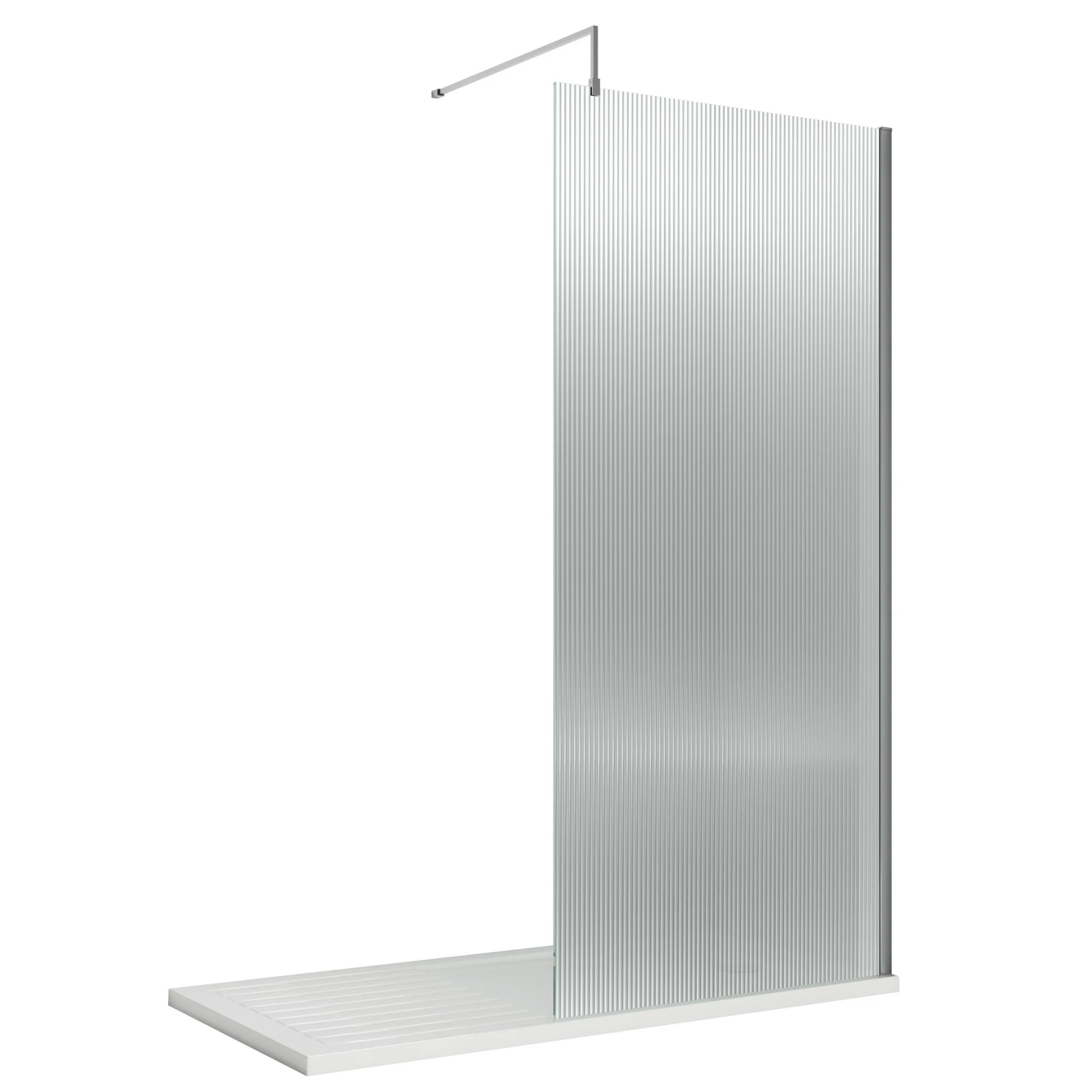 Harbour Contour Fluted Polished Chrome Glass Screen For Walk In Shower & Wetrooms - 1000mm 4 Harbour Contour Fluted Polished Chrome Glass Screen For Walk In Shower & Wetrooms - 1000mm - Image 2