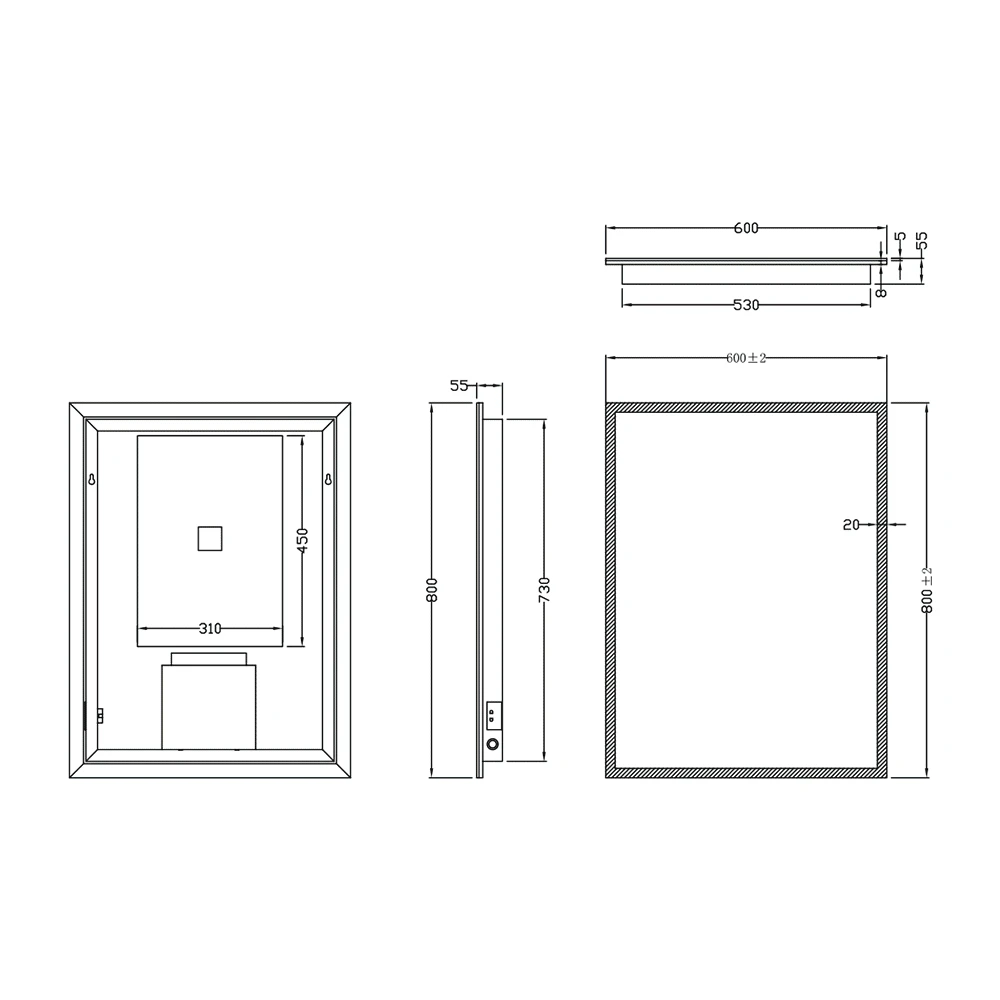 Harbour Glow LED Mirror With Demister Pad & Shaver Socket - 600 X 800mm 5 Harbour Glow LED Mirror With Demister Pad & Shaver Socket - 600 X 800mm - Image 3