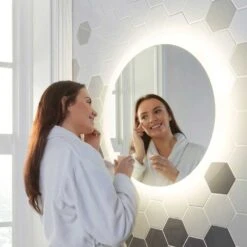 Harbour Glow Round LED Bathroom Mirror With Demister Pad - 600mm -Vado Sale Store harbour glow round led mirror 600mm 1