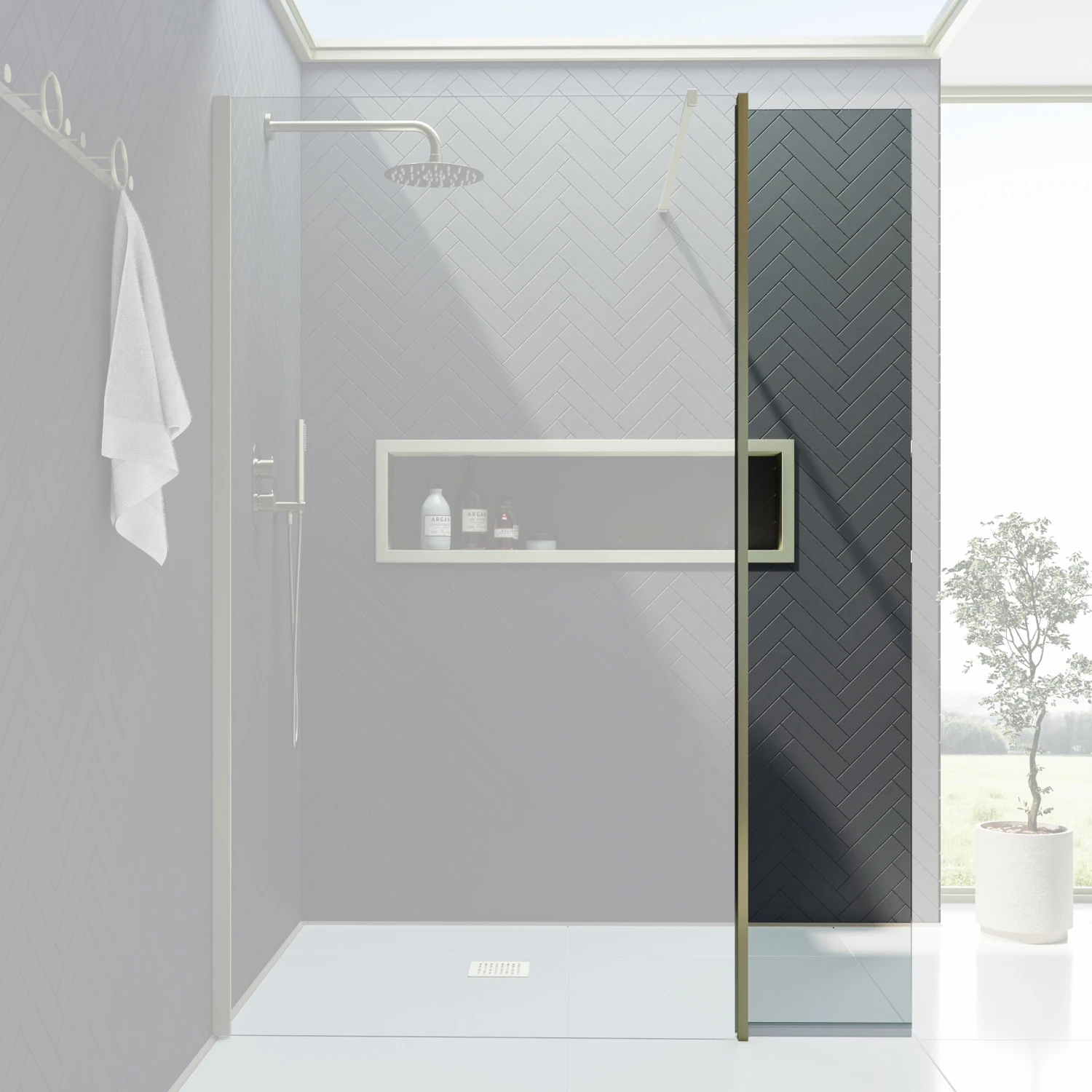 Harbour I10 Hinged 10mm Return Panel For Harbour I10 Glass Panels - Brushed Brass 4 Harbour I10 Hinged 10mm Return Panel For Harbour I10 Glass Panels - Brushed Brass - Image 2