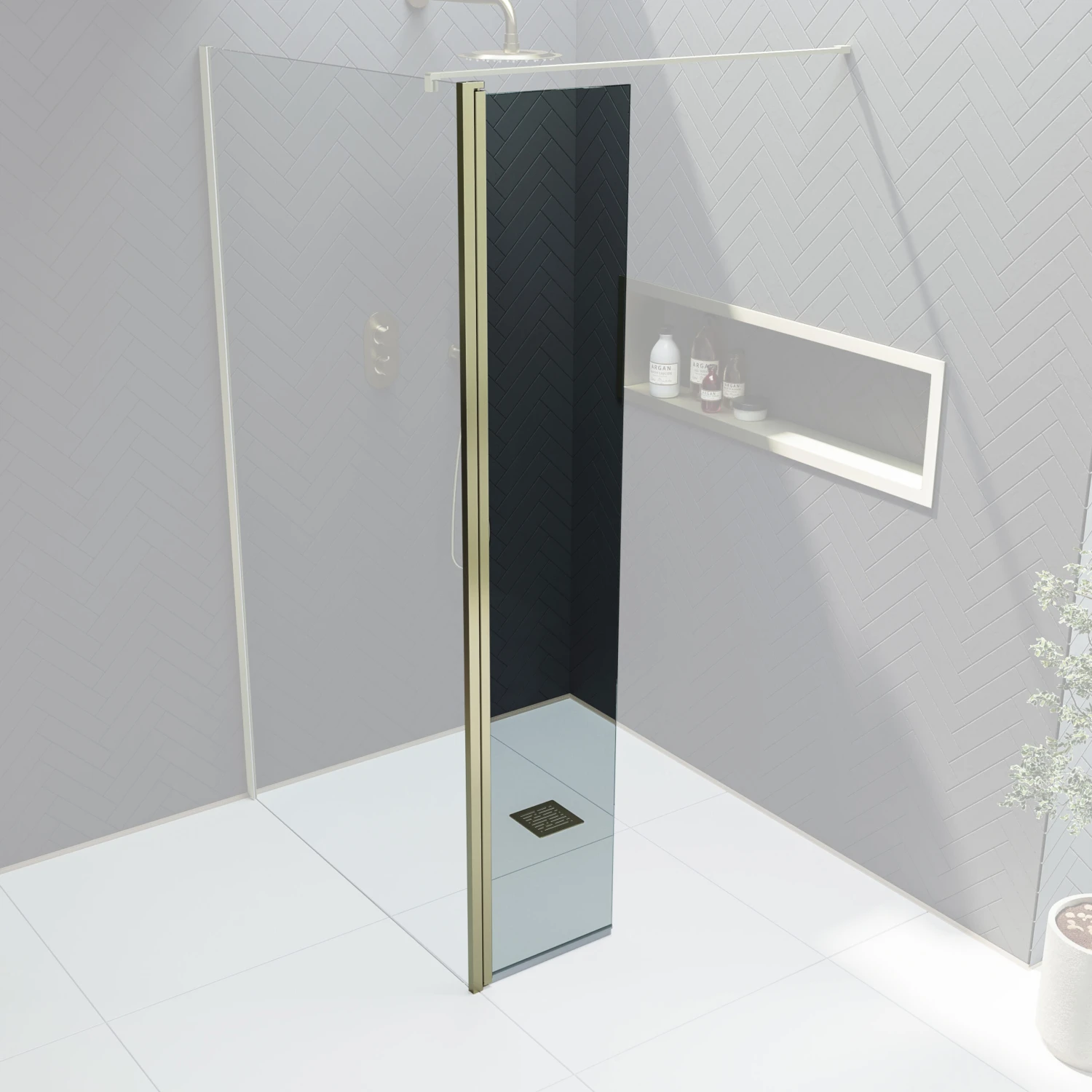 Harbour I10 Hinged 10mm Return Panel For Harbour I10 Glass Panels - Brushed Brass 3 Harbour I10 Hinged 10mm Return Panel For Harbour I10 Glass Panels - Brushed Brass