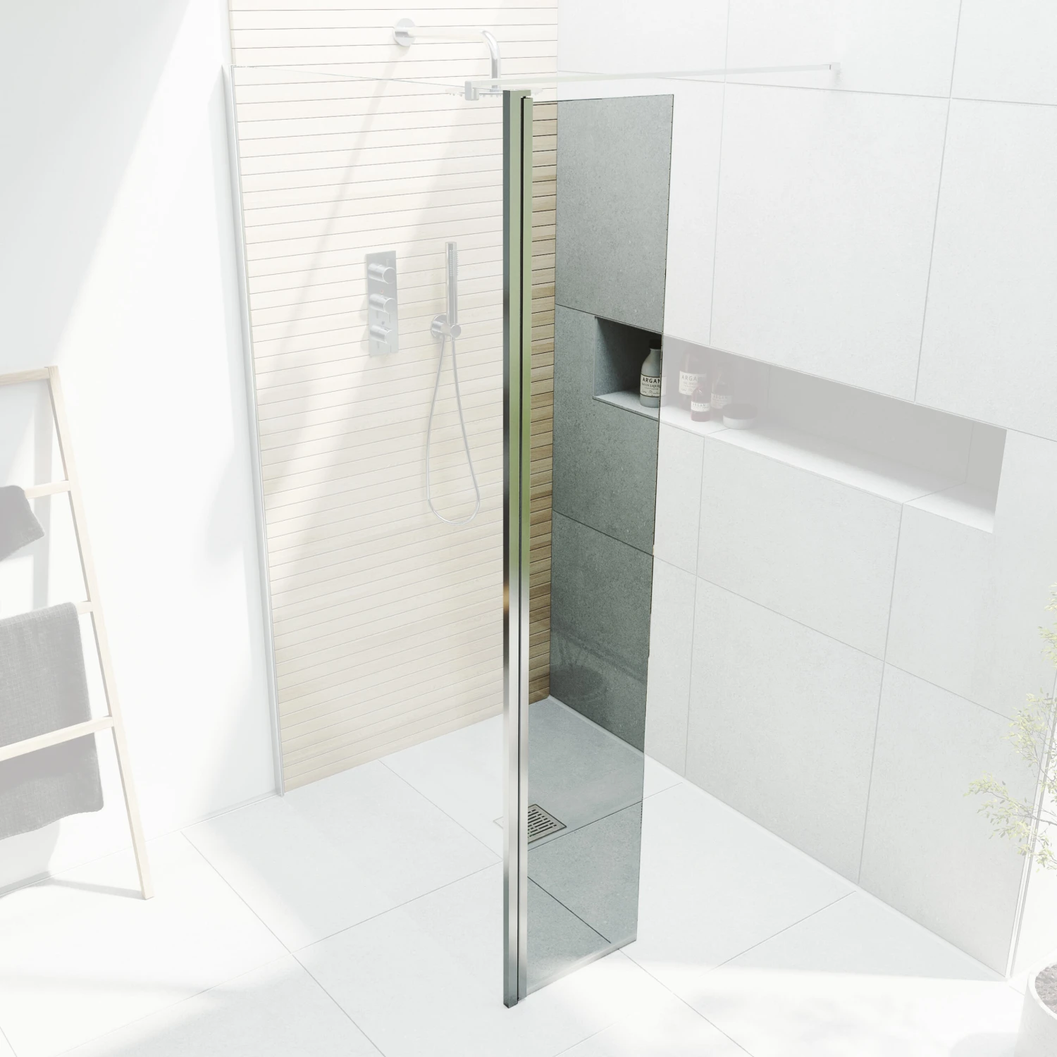 Harbour I10 400mm Hinged Return 10mm Panel For Harbour I10 Wetroom Panels - Chrome 3 Harbour I10 400mm Hinged Return 10mm Panel For Harbour I10 Wetroom Panels - Chrome