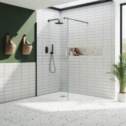 Harbour I10 10mm Easy Clean 2m Tall 600mm Wetroom Panel - Matt Black -Vado Sale Store harbour i10 shower panel black room set