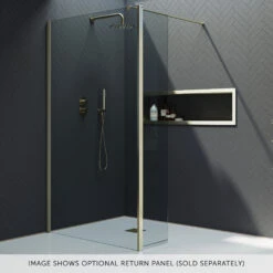 Harbour I10 10mm Easy Clean 2m Tall 600mm Wetroom Panel - Brushed Brass 15 Harbour I10 10mm Easy Clean 2m Tall 600mm Wetroom Panel - Brushed Brass -Vado Sale Store harbour i10 shower panel with return panel brass banner 2