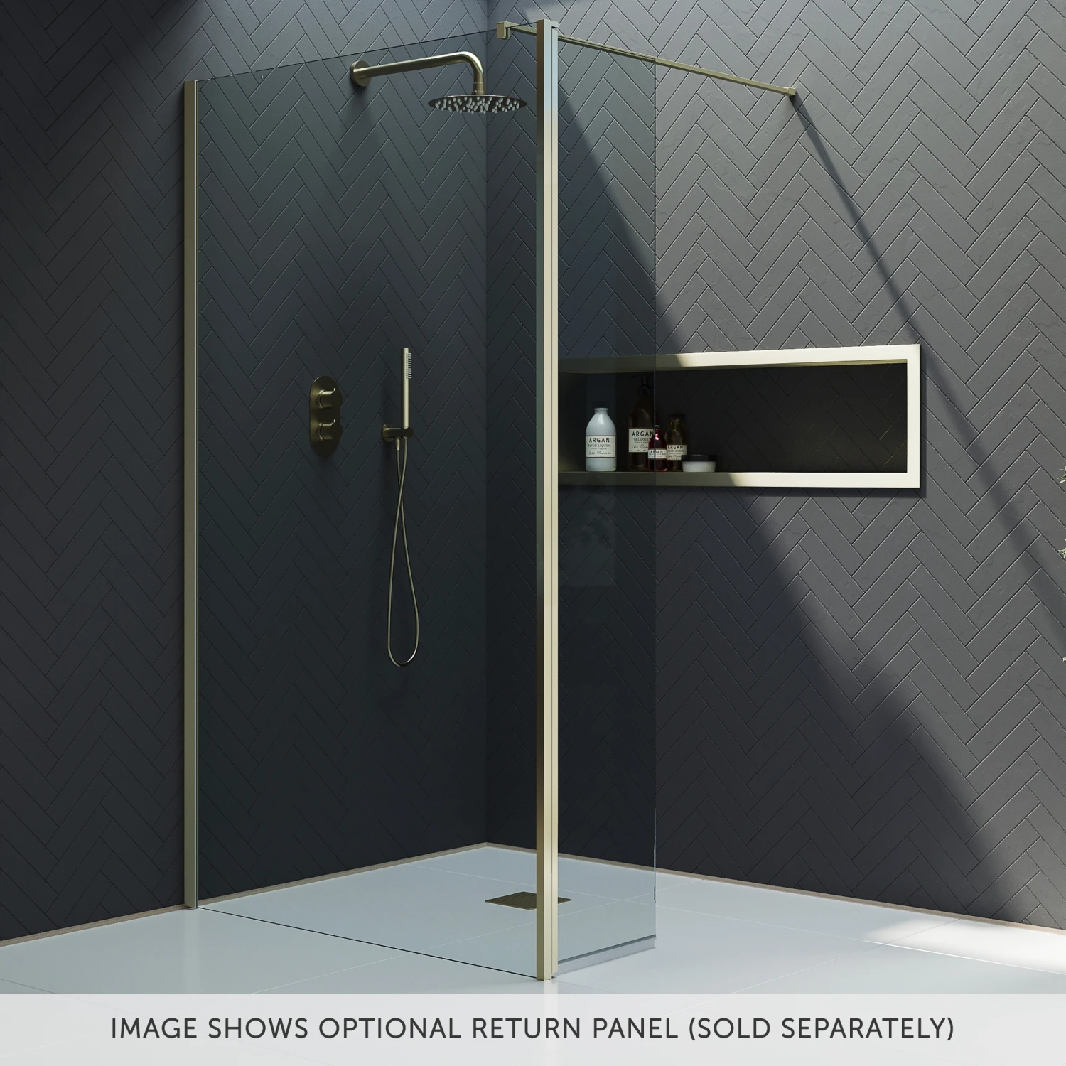 Harbour I10 10mm Easy Clean 2m Tall 600mm Wetroom Panel - Brushed Brass 8 Harbour I10 10mm Easy Clean 2m Tall 600mm Wetroom Panel - Brushed Brass - Image 6