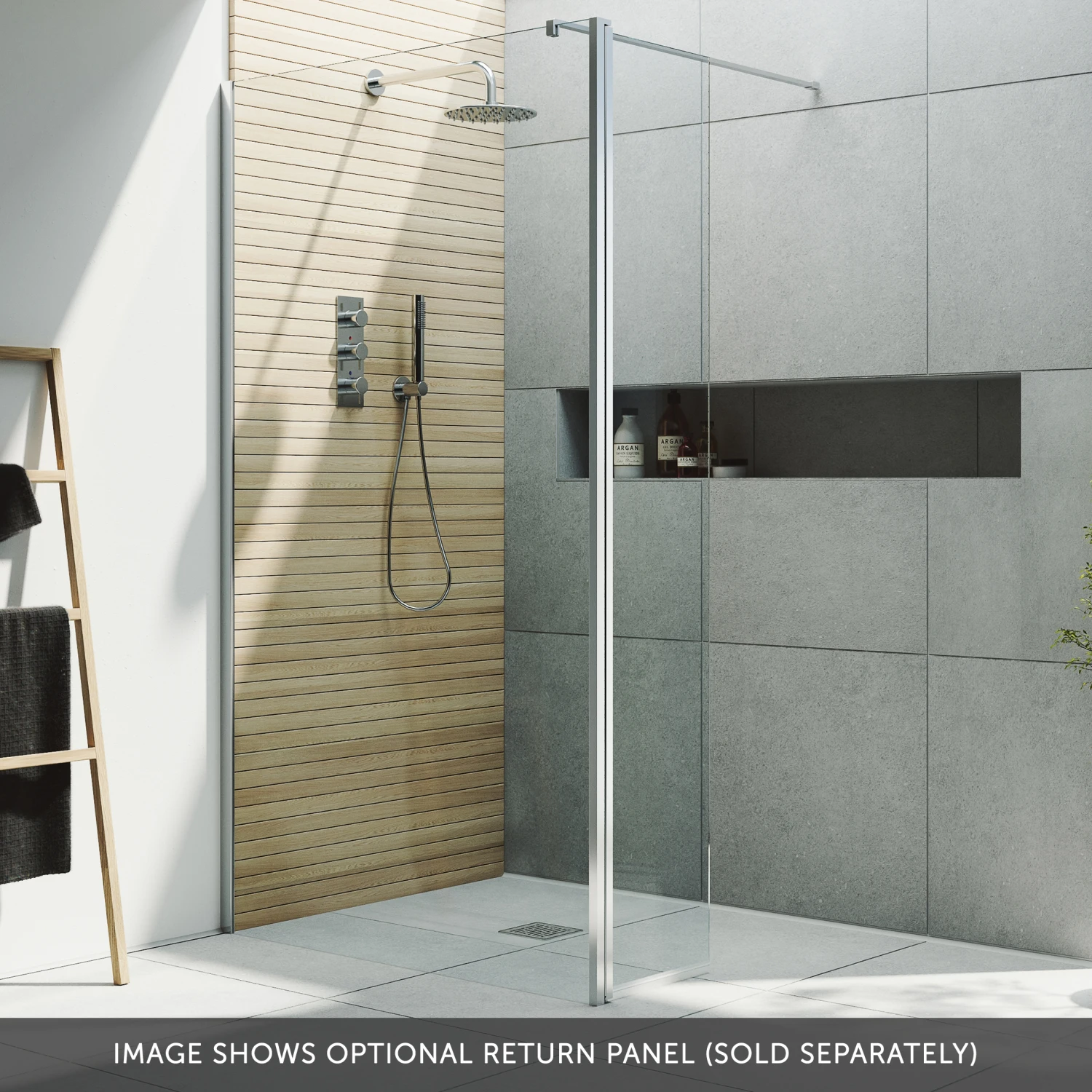 Harbour I10 10mm Easy Clean 2m Tall 1100mm Wetroom Panel - Chrome 8 Harbour I10 10mm Easy Clean 2m Tall 1100mm Wetroom Panel - Chrome - Image 6