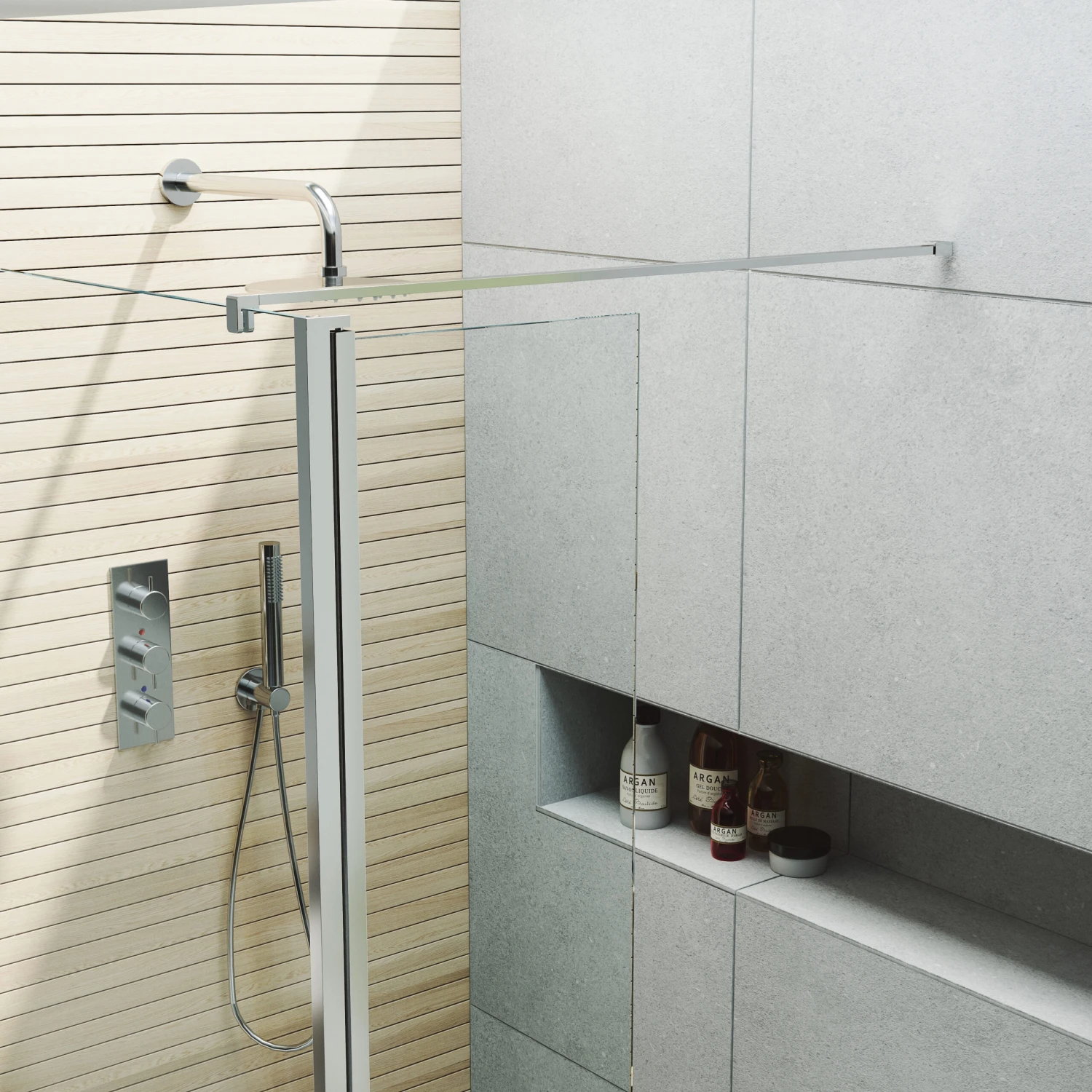 Harbour I10 10mm Easy Clean 2m Tall 700mm Wetroom Panel & 300mm Hinged Return Panel - Chrome 6 Harbour I10 10mm Easy Clean 2m Tall 700mm Wetroom Panel & 300mm Hinged Return Panel - Chrome - Image 4