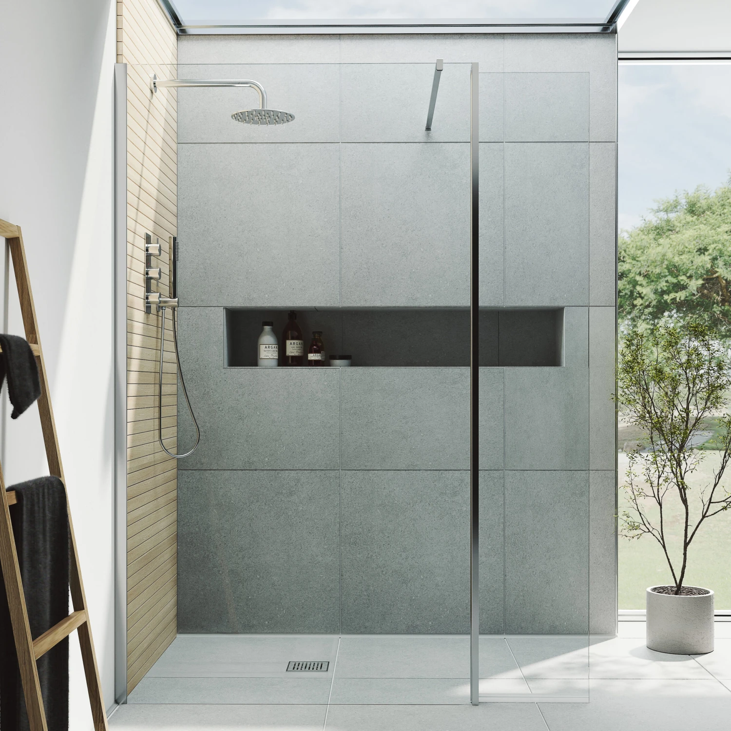 Harbour I10 10mm Easy Clean 2m Tall 700mm Wetroom Panel & 300mm Hinged Return Panel - Chrome 4 Harbour I10 10mm Easy Clean 2m Tall 700mm Wetroom Panel & 300mm Hinged Return Panel - Chrome - Image 2