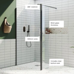 Harbour I10 Hinged 10mm Return Panel For Harbour I10 Glass Panels - Matt Black -Vado Sale Store harbour i10 shower return panel black call outs