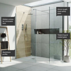 Harbour I10 10mm Easy Clean 2m Tall Wetroom 2 Panel Pack 700mm & 700mm - Chrome -Vado Sale Store harbour i10 shower two panel enclosure chrome feature call outs