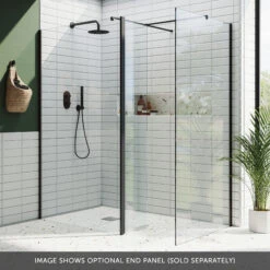 Harbour I10 10mm Easy Clean 2m Tall 1000mm Wetroom Panel & Hinged Return Panel - Matt Black -Vado Sale Store harbour i10 shower two panels with return black banner 4