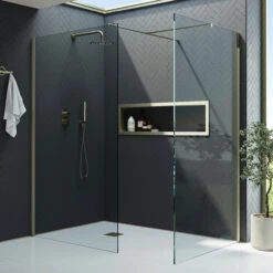 Harbour I10 10mm Easy Clean 2m Tall Wetroom 2 Panel Pack 760mm X 700mm - Brushed Brass