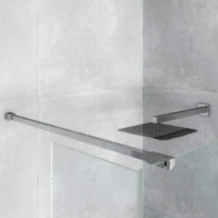 Harbour I8 700 8mm 2m Tall Easy Clean Wetroom Panel & 275mm Deflector Panel 11 Harbour I8 700 8mm 2m Tall Easy Clean Wetroom Panel & 275mm Deflector Panel -Vado Sale Store harbour i8 8mm 2m tall easy clean wetroom panel hinged return support bar lifestyle