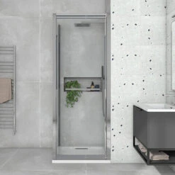 Harbour I8 Easy Clean Infold 8mm 760mm Shower Door & 700mm Side Panel 13 Harbour I8 Easy Clean Infold 8mm 760mm Shower Door & 700mm Side Panel -Vado Sale Store harbour i8 8mm square enclosure infold door lifestyle2