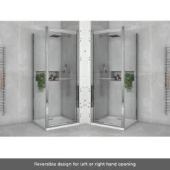 Harbour I8 Easy Clean Infold 8mm 760mm Shower Door & 700mm Side Panel 15 Harbour I8 Easy Clean Infold 8mm 760mm Shower Door & 700mm Side Panel -Vado Sale Store harbour i8 8mm square enclosure infold revesible door lifestyle