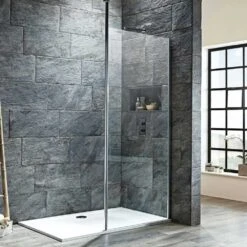 Harbour I8 8mm 2m Tall Easy Clean 700mm Wetroom Panel & Vertical Ceiling Post