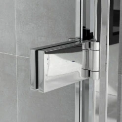 Harbour I8 Easy Clean 8mm Hinged Shower Door 700m & Side Panel 760mm -Vado Sale Store harbour i8 easy clean 8mm hinged shower door hinge detail lifestyle