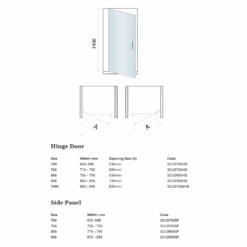 Harbour I8 Easy Clean 8mm Hinged Shower Door 700m & Side Panel 760mm -Vado Sale Store harbour i8 hinged shower door and panel tech