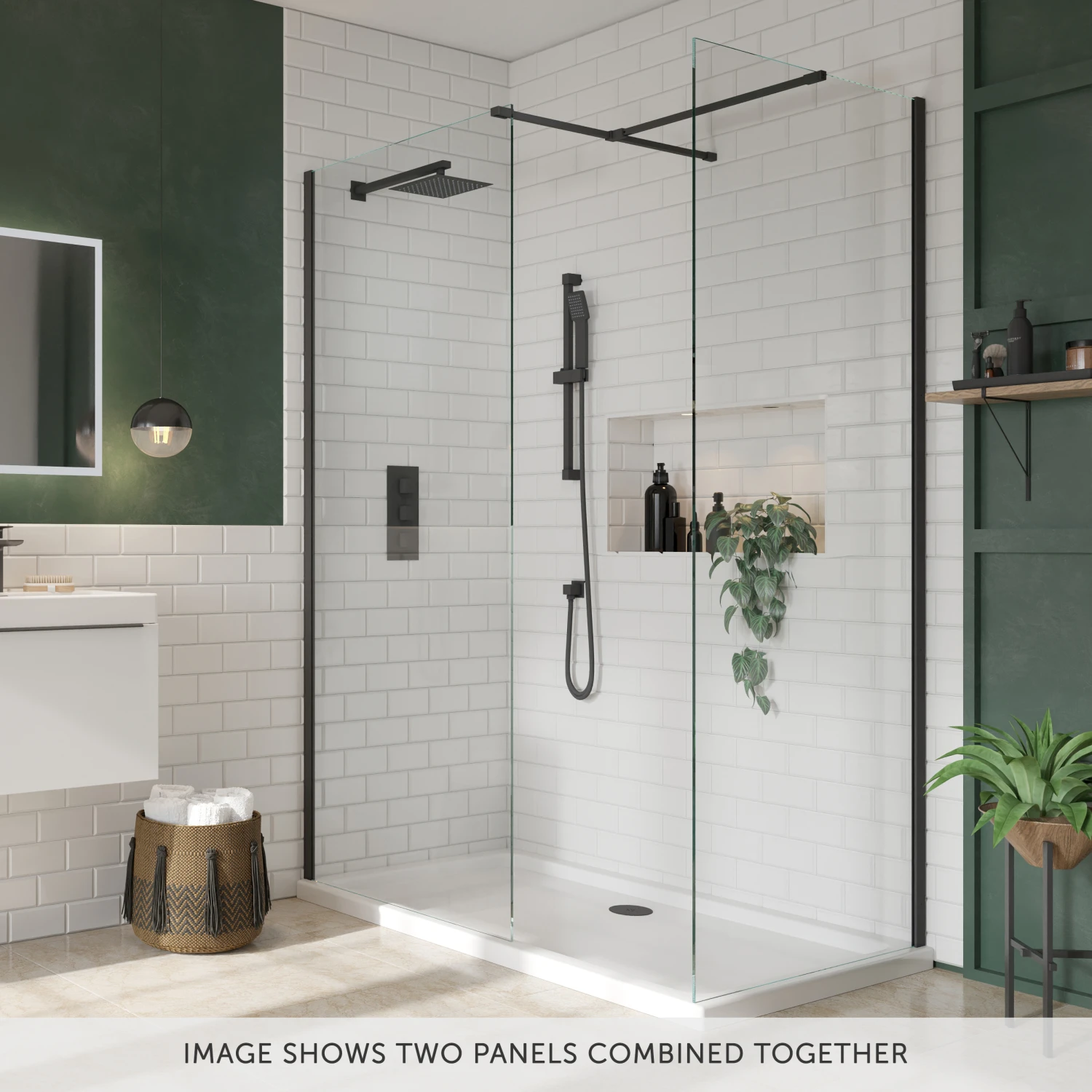 Harbour I8 Matt Black Framed Easy Clean 8mm Walk In Shower Panel & Flipper Panel - 900mm 5 Harbour I8 Matt Black Framed Easy Clean 8mm Walk In Shower Panel & Flipper Panel - 900mm - Image 3