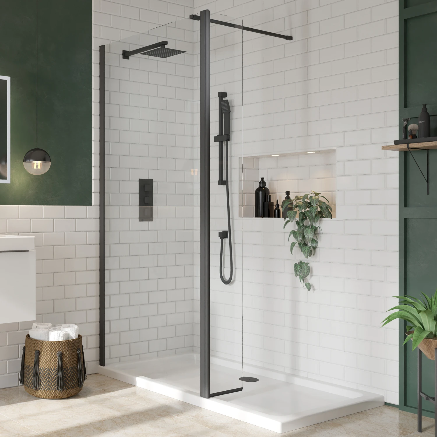 Harbour I8 Matt Black Framed Easy Clean 8mm Walk In Shower Panel & Flipper Panel - 900mm 3 Harbour I8 Matt Black Framed Easy Clean 8mm Walk In Shower Panel & Flipper Panel - 900mm
