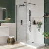 Harbour I8 Matt Black 8mm Walk In Front/Side Panel - 900mm -Vado Sale Store harbour i8 matt black wetroom panel lifestyle