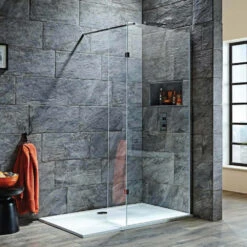 Harbour I8 700 8mm 2m Tall Easy Clean Wetroom Panel & 275mm Deflector Panel 12 Harbour I8 700 8mm 2m Tall Easy Clean Wetroom Panel & 275mm Deflector Panel -Vado Sale Store harbour i8 tall wetroom panel hinged return panel