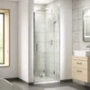 Harbour Primrose 6mm Frameless Hinged 760mm Shower Door & 900mm Side Panel -Vado Sale Store harbour primrose 6mm hinged shower door lifestyle