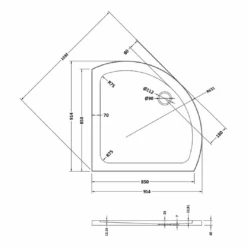 Harbour Primrose 6mm Single Door Quadrant Shower Enclosure & Tray - 860mm 7 Harbour Primrose 6mm Single Door Quadrant Shower Enclosure & Tray - 860mm -Vado Sale Store harbour primrose 6mm single door quadrant shower enclosure tray technical drawing 1