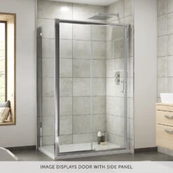 Harbour Primrose 6mm Single Sliding Shower Door 1500mm & Side Panel 760mm -Vado Sale Store harbour primrose 6mm sliding shower door with side panel lifestyle 2