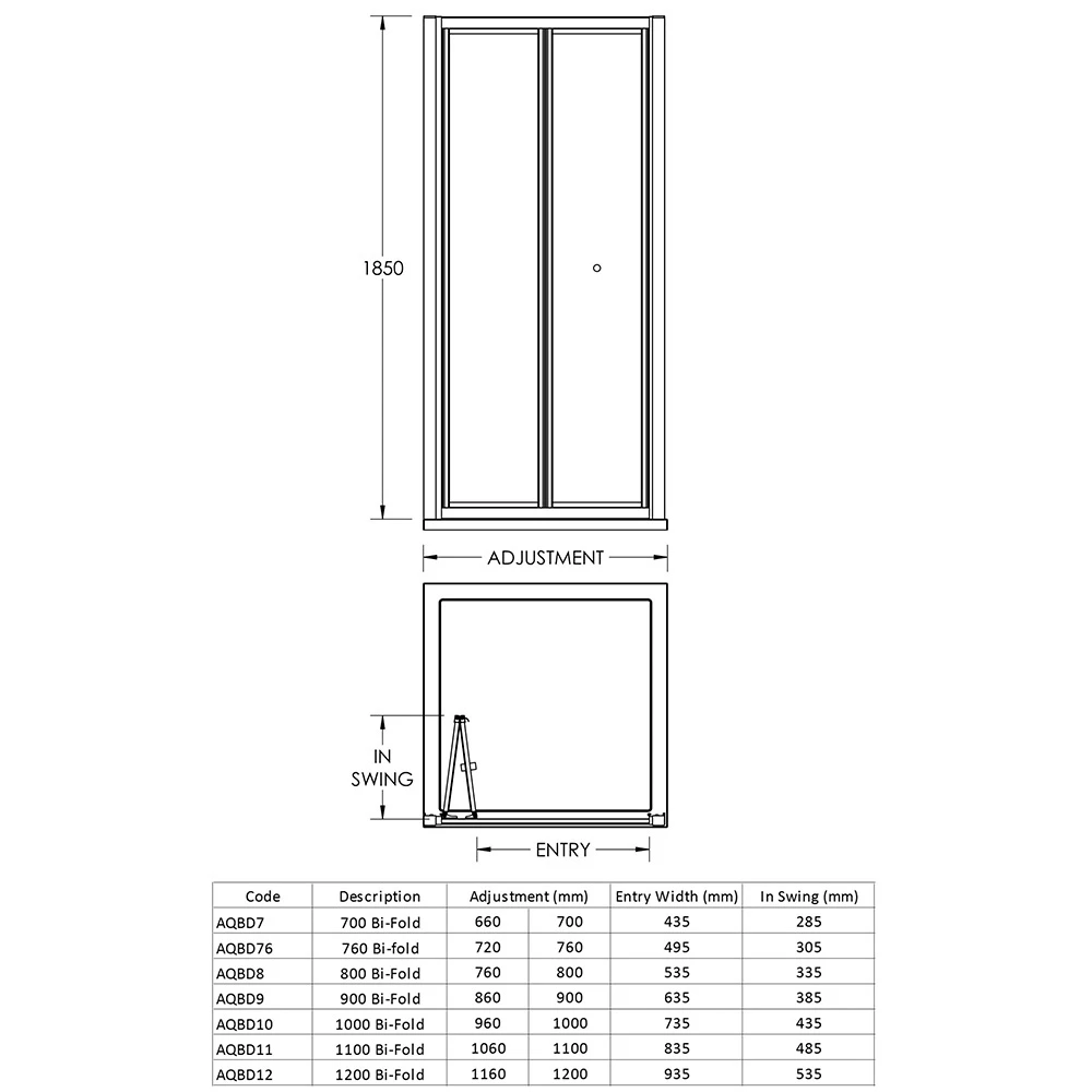 Harbour Primrose 4mm Bi-Fold Shower Door - 1100mm 8 Harbour Primrose 4mm Bi-Fold Shower Door - 1100mm - Image 6