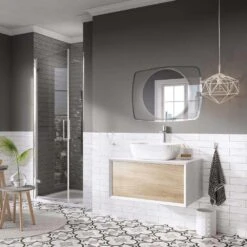 Harbour Scene LED Illuminated Mirror With Glass Surround - H750 X W1000mm -Vado Sale Store harbour scene led mirror and glass surround