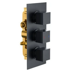 Harbour Status Concealed Shower Valve, Fixed Wall Mounted 300mm Head & Slide Rail Kit - Matt Black -Vado Sale Store harbour status 2 outlet 3 handle concealed valve black cutout 2