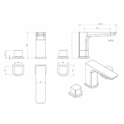 Harbour Status Matt Black 3 Hole Bath Mixer Tap -Vado Sale Store harbour status 3 hole basin tap technical drawing