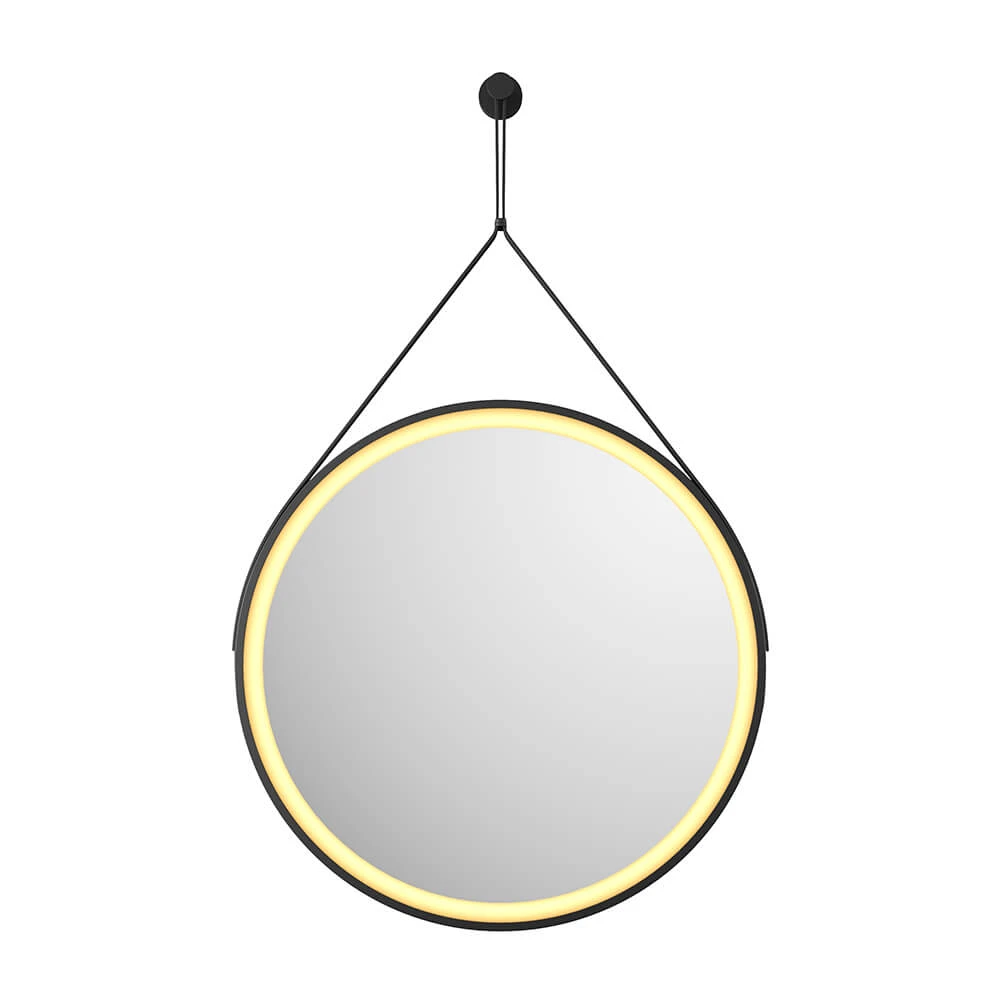 Harbour Status LED Illuminated Black Frame Round Mirror With Demister Pad, Colour Change LEDs & Strap - 600mm 4 Harbour Status LED Illuminated Black Frame Round Mirror With Demister Pad, Colour Change LEDs & Strap - 600mm - Image 2