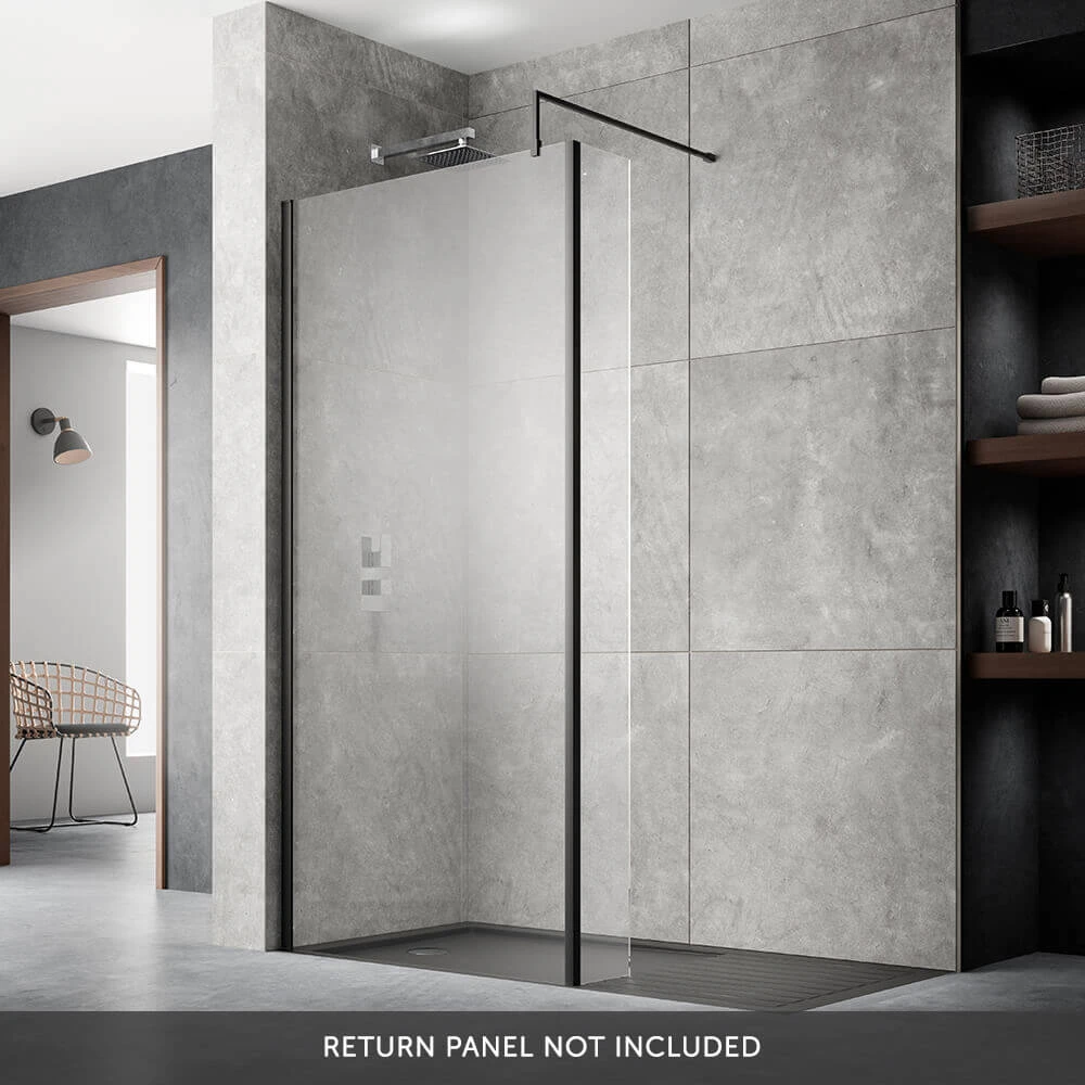 Vellamo City 8mm Matt Black Easy Clean Walk In Shower Panel - 1100mm 7 Vellamo City 8mm Matt Black Easy Clean Walk In Shower Panel - 1100mm - Image 5