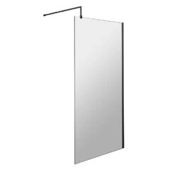 Vellamo City 8mm Matt Black Easy Clean Walk In Shower Panel - 1100mm 11 Vellamo City 8mm Matt Black Easy Clean Walk In Shower Panel - 1100mm -Vado Sale Store harbour status 8mm matt black wetroom screen support arm 900mm 1000mm 1100mm cutout