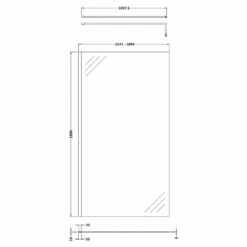 Vellamo City 8mm Matt Black Easy Clean Walk In Panel & Hinged Return - 1100mm -Vado Sale Store harbour status 8mm wetroom screen support arm 1100mm technical drawing 2