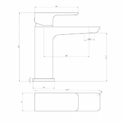 Harbour Status Matt Black Mono Basin Mixer Tap With Slotted Basin Waste -Vado Sale Store harbour status basin mixer tap technical drawing