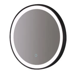 Harbour Status LED Illuminated Black Frame Round Mirror With Demister Pad & Colour Change LEDs - 800mm -Vado Sale Store harbour status black frame round led mirror cutout