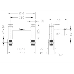 Harbour Status Brushed Brass WRAS Approved Bath Mixer Tap 7 Harbour Status Brushed Brass WRAS Approved Bath Mixer Tap -Vado Sale Store harbour status brushed brass bath filler tech drawing
