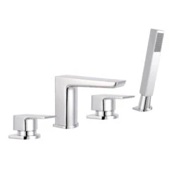 Harbour Status Chrome 4 Hole Bath Mixer With Pull Out Handset & Shower Kit